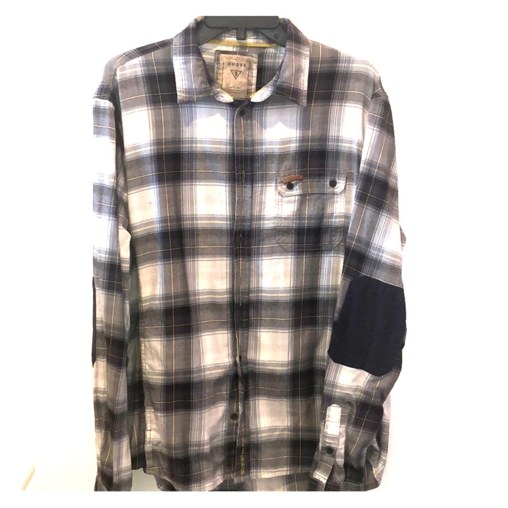 Guess Flannel Shirt corduroy elbow patch p…